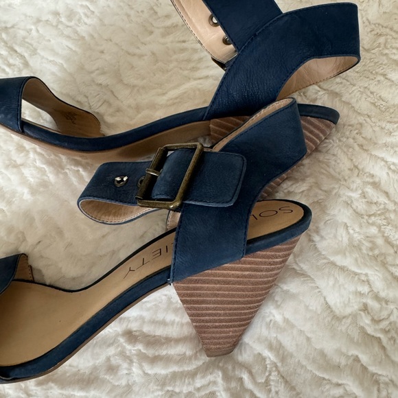 Sole Society SO Missy Ankle Wrap Blue Open-Toe Blue Heels - Picture 6 of 7